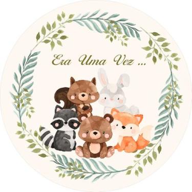 Imagem de Painel De Festa Redondo 1,50x1,50 - Animais Bosque Era Uma Vez Cute 00