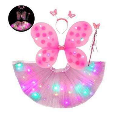 Imagem de Fantasia Borboleta Menina Infantil Carnaval Festas com Asas Saia de Tu