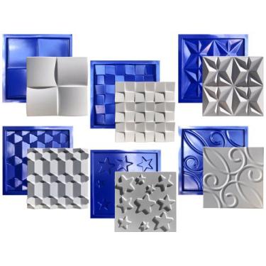 Imagem de Conjunto 6 Formas 3d Gesso E Cimento Abs Azul 1mm - Xmoldes Formas 3D