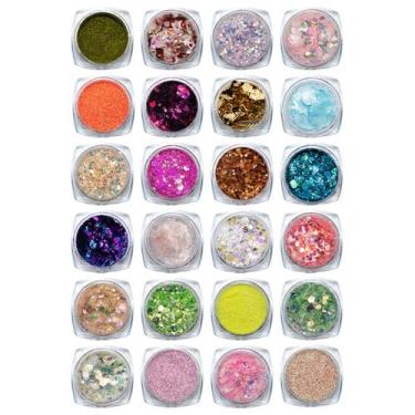 Imagem de Kit 24 Enfeites Multicolor Para Decorações De Unhas Glitter Encapsulam