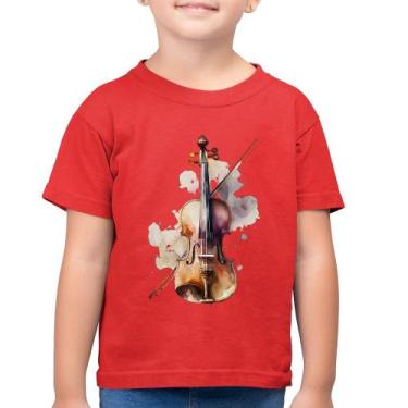 Imagem de Camiseta Algodão Infantil Violino - Foca na Moda, Vermelho, 6