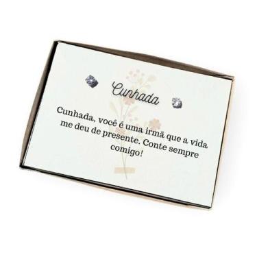Imagem de Brinco ponto de luz aço - Caixa presente com frase Cunhada - TWS Acess