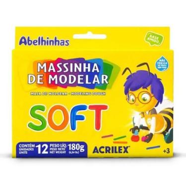Imagem de Massinha De Modelar Escolar 12 Cores Soft Acrilex Infantil Cor Colorid