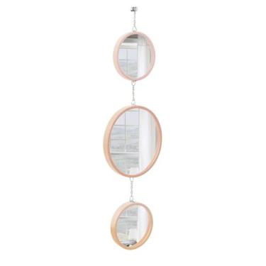 Imagem de  Espelho Decorativo Triplo Rosa Alça Corrente 20 Cm 30 Cm 20 Cm Redond