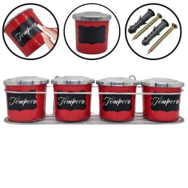 Imagem de Porta Condimentos 3 Peças Alumínio com Suporte de Papel Toalha Etiquet