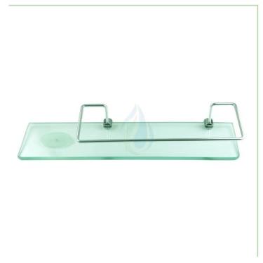 Imagem de Porta Shampoo Reto Com Saboneteira Para Banheiro Em Vidro Verde 8mm 40