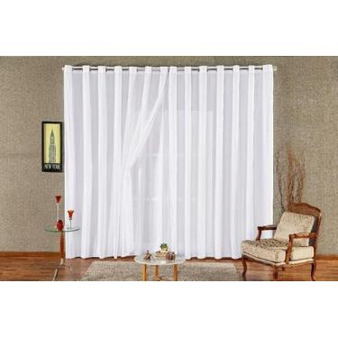 Imagem de cortina voal liso com forro microfibra branco 6,00x2,80 - B.F CONFECÇÕ