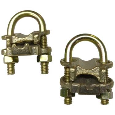 Imagem de Kit 2 Grampo Conector Gtdu Duplo Aterramento Tipo U para Haste 5/8 até