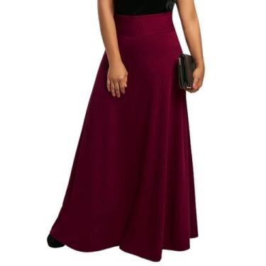 Imagem de Saia Longa Cos Largo Forrada - Ind Da Moda, Vermelho escuro, M