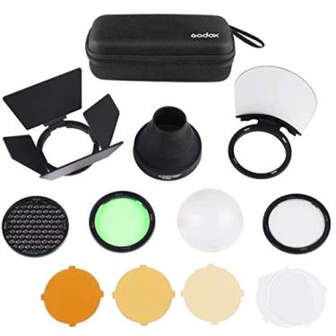Imagem de Kit de acessórios de luz de flash Godox AK-R1 para bolso compatível com Godox V1 Flash Series, V1-S V1-N V1-C etc. Flash redondo, use Godox H200R cabeça de flash redonda compatível com AD200 AD200 Pro