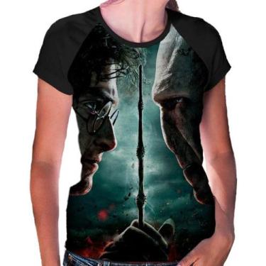 Imagem de Camiseta Raglan Baby Look Harry Potter Ref:214 - smoke, Preto, GG