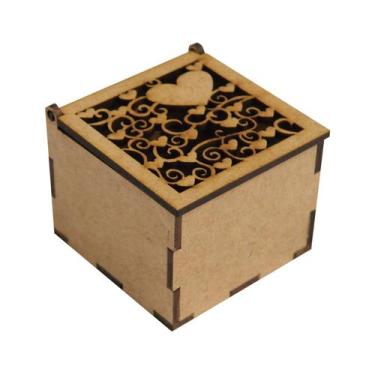 Imagem de Kit 50 Caixa Quadrada Biju ou Lembrancinha Arabesco Com Coração 6x6x5 