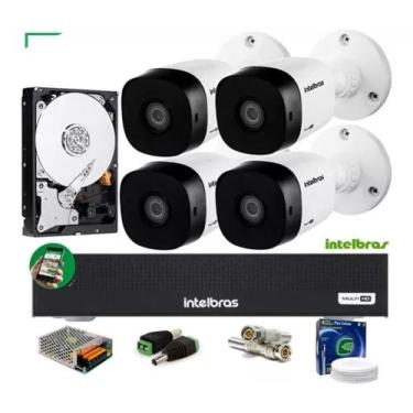 Imagem de Kit Intelbras 4 Cam 1120b G4 Ir 20m Dvr 4 Mhdx 1104 Hd 500g