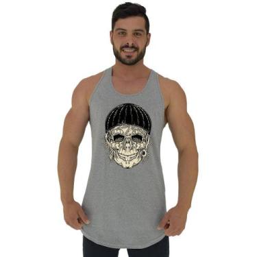 Imagem de Regata Longline Estampada Masculina MXD Conceito Old Skull, Cinza, M, 
