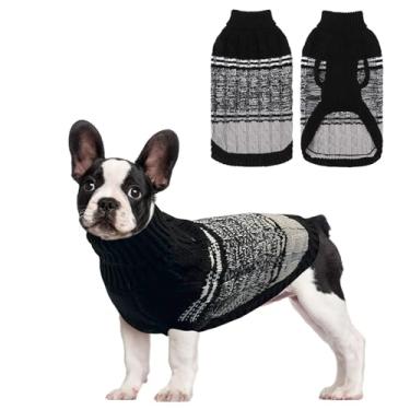 Imagem de Mihachi Suéteres para cães pequenos, médios, meninas, meninos, camisa macia para cães quentes, casaco de cachorro para clima frio, pulôver de malha com gola rolê, roupas de cachorro com orifício para