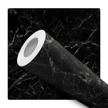 Imagem de Papel de Parede Adesivo Mármore Preto Branco Moderno Quarto Sala de Es