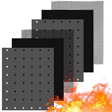 Imagem de Pacote com 6 forros reutilizáveis para forno torradeira antiaderente tapete para fritadeira de ar 23 x 28 cm forros de forno para fritadeira a ar fácil de limpar tapete para torradeira compatível com Cuisinart, Ninja, Kalorik Air Fryer Forno de micro-ondas torradeira