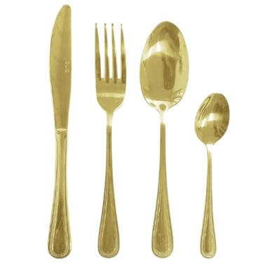 Imagem de Faqueiro 24 Pcs Aco Inox Sicilia Dourado Gold Mek