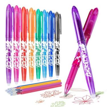 Imagem de WATUNID Canetas de gel apagáveis de 8 cores, caneta esferográfica de tinta multicolorida com refil, ferramenta de escrita de ponta fina de 0,5 mm para crianças, adultos, estudantes, escola,