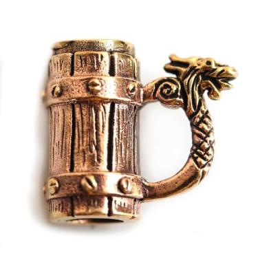 Imagem de LynnAround Bronze nórdico viking celta nórdico caneca de cerveja contas de barba, anões, contas de cabelo medieval, pirata anão, joias pagãs, Metal não precioso, Sem Pedra Preciosa