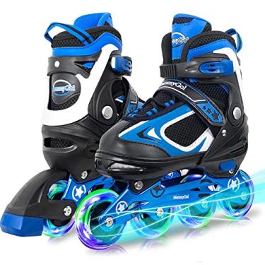 Imagem de Patins ajustáveis em linha MammyGol para crianças, meninos e meninas com rodas que acendem, Azul, Small - Little Kid (10-12US)