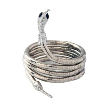 Imagem de HOPEANT Pulseira de cobra flexível e dobrável com envoltório, ajustável, colar gargantilha na cintura, 88-90cm/about 35inch, Metal, Sem Pedra Preciosa