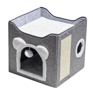 Imagem de Baoblaze Cama para gatos, casa para gatos com arranhador, caverna grande para gatos, cercado para gatos 3D para animais pequenos, casa, vários animais de