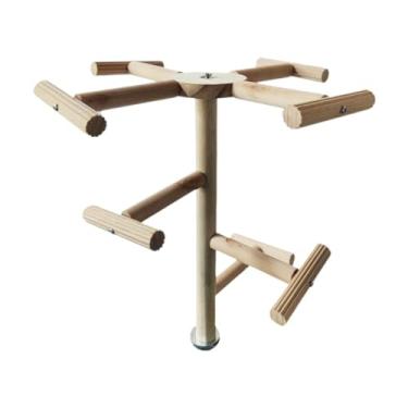 Imagem de Ioensy Pássaro girando poleiro brinquedo gaiola acessório, resto roda de madeira brinquedo pássaro suporte para periquito cockatiels araras