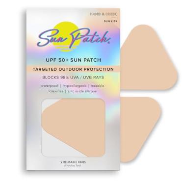 Imagem de Sun Patch Protetor Solar Hipoalergênico para Bochechas Ou Mãos, Proteção Uv 100% Silicone Fps-50, Reutilizável, 1 Pacote/4 Pares, Sunkiss (Nude)