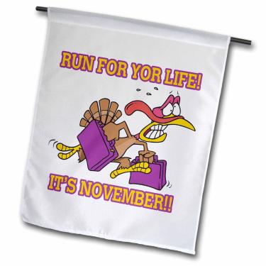 Imagem de 3dRose Fl_104302_1 Run for Life Ação de Graças Bandeira de jardim humor peru, 30 x 45 cm