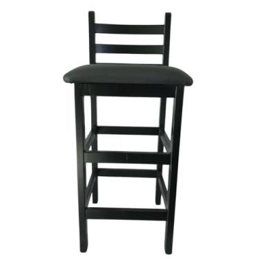 Imagem de Banqueta com Encosto em Madeira Preta, Assento Estofado, Design Moderno e Confortável, Altura 94cm, Ideal para Cozinhas, Bares e Áreas Gourmet Escritex