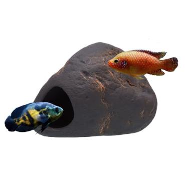 Imagem de Plecoceramics – Decoração magnética de pedra cichlid – Grande rocha de aquário – Decoração oculta de tanque de peixe para cichlids