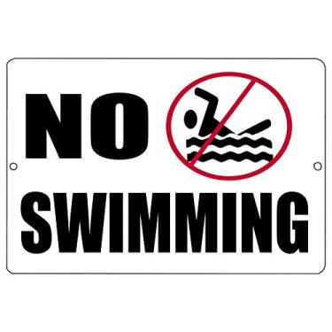 Imagem de Rogue River Tactical Placa de metal sem natação comercial loja de varejo casa grande piscina hotel motel