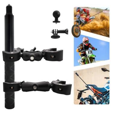 Imagem de Kit de montagem de braçadeira dupla para motocicleta com bastão de selfie invisível de 150 cm compatível com Insta 360 X5 X4 X3 X2 X ONE RS R GO 3 Suporte de guidão resistente, compatível com GoPro 13