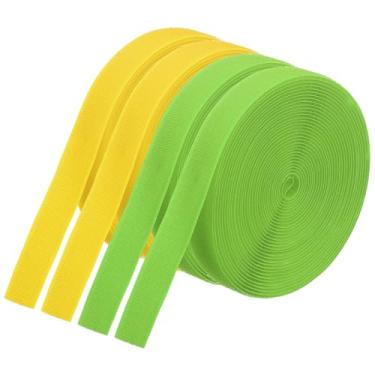 Imagem de PATIKIL Tiras de marcador de carpete de 60 metros, 4 rolos de tiras de carpete de nylon, fita de gancho para decoração de chão de sala de aula, educação de professores, distância social, amarelo/verde