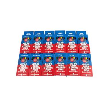 Imagem de Kit 36 caixas Giz de cera c/6 cores fino total 216 giz coloridos para escola curso faculdade