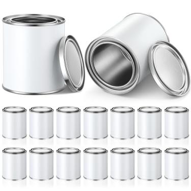 Imagem de Vesici Pacote com 16 latas sem forro, latas de tinta de metal vazias de 1,8 litro com tampas, lata de tinta pequena, balde de tinta multiuso, baldes de tinta, recipientes de armazenamento de tintas,