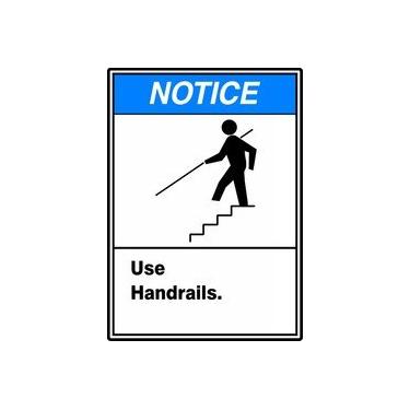 Imagem de Accuform Placa de segurança "Notice Use Handrails", Aluma-Lite™, 35 x 25 cm (MRTF801XL)