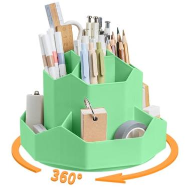 Imagem de Porta-lápis para mesa, 9 compartimentos, organizadores de mesa rotativos de 360 graus, organizador de artigos de papelaria, organizador de artigos de papelaria, pote de lápis fofo para escritório,