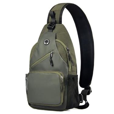 Imagem de Javolto Bolsa tiracolo tiracolo mochila transversal para viagem e caminhada, Verde militar, Small, Bolsa tiracolo