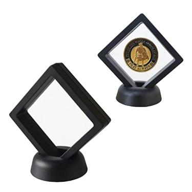 Imagem de Conjunto de 2 suportes para exibição de moedas de desafio, capa transparente flutuante 3D, joias, amostras, moldura com porta-medalhas militares