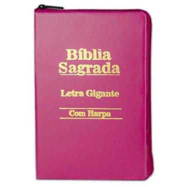 Imagem de Bíblia Sagrada Letra Gigante - Ziper - Pink - C/ Harpa Cristã - REI DA