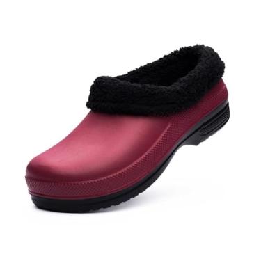 Imagem de Sapata Do Cozinheiro Chefe Da Segurança Dos Homens, Sapatos De Cozinha Masculinos Casuais De Inverno Quente De Algodão Profissional Resistente À Água, Deslizamento Leve Em Sapatos(Red,47 EU)