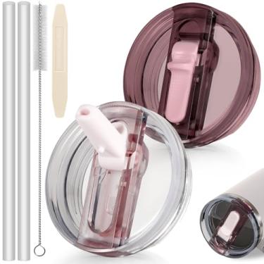 Imagem de ANTAND Tampa de canudo flip de 850 g para Stanley H2.0 Quencher de 850 g, pacote com 2 tampas de substituição à prova de vazamento para Stanley Protour Stanley Cup Accessories 850 g, tampa sem