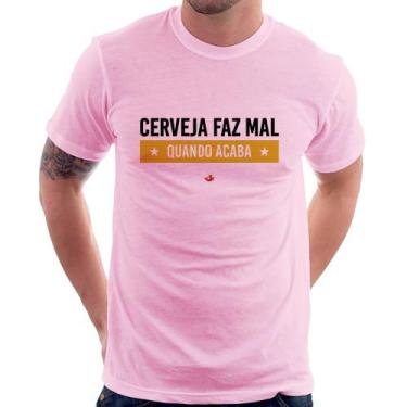 Imagem de Camiseta Cerveja faz mal, quando acaba - Foca na Moda, Rosa bebê, M