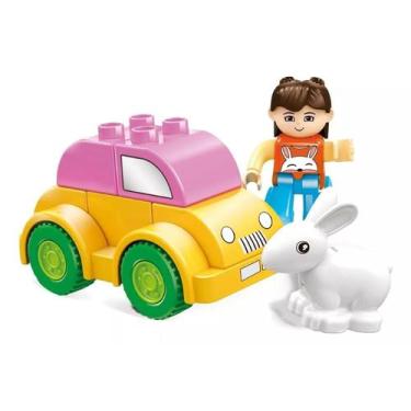 Imagem de Blocos De Montar Block Brinq Ação Movel Coelho Car Polibrinq