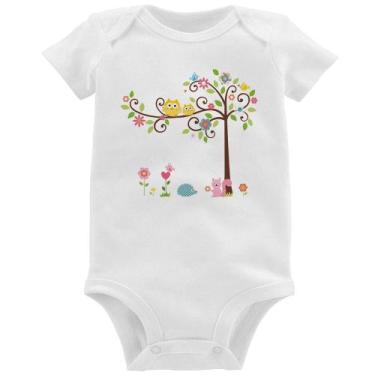 Imagem de Body Bebê Árvore Flores E Animais - Foca na Moda, Branco, M