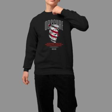 Imagem de Moletom Gola Careca Basico Masculino Casual Inverno Blusa De Frio Teci