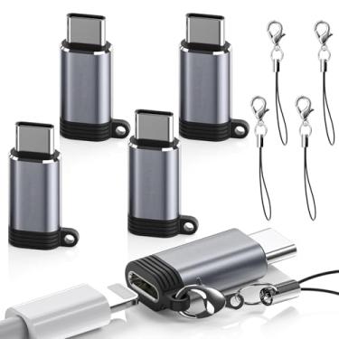 Imagem de Adaptador de carregamento USB C para Lightning, pacote com 5, adaptador Lightning fêmea para USB C macho para iPhone 15, iPad Pro, dispositivos tipo C, conector de carregador tipo C, suporta