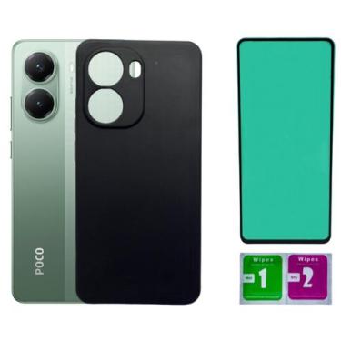 Imagem de Capa Aveludada Preta Para Poco X7 Pro 5g + Pelicula Ceramica - Mustang
